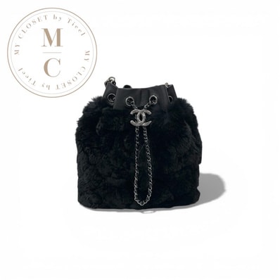 シャネル CHANEL バッグ ハンドバッグ ブラック シルバー ココマーク マトラッセ チェーン ドローストリング 巾着