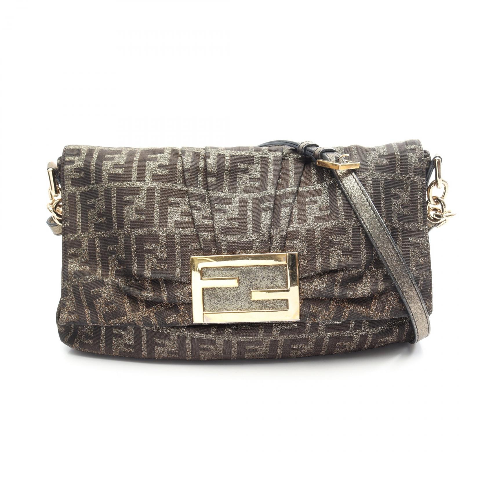 フェンディ FENDI ズッカ ショルダーバッグ ショルダーバッグ バッグ レザー ナイロンキャンバス レディース カーキ系 / ブラウン系 【中古】