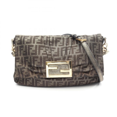 フェンディ FENDI ズッカ ショルダーバッグ ショルダーバッグ バッグ レザー ナイロンキャンバス レディース カーキ系 / ブラウン系 【中古】