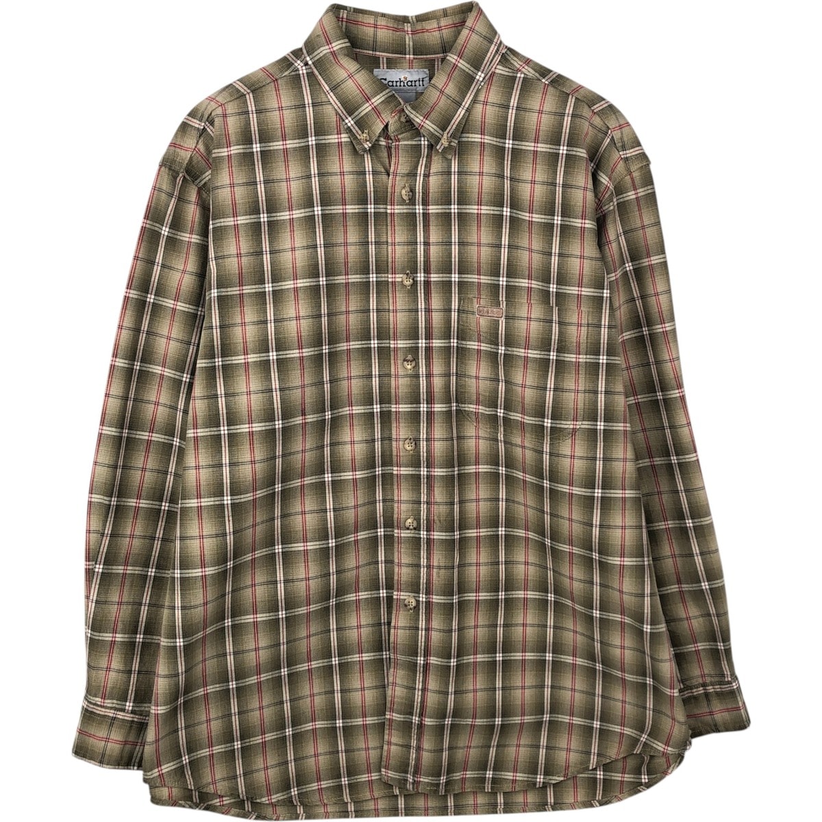 古着 カーハート Carhartt チェック柄 長袖 ボタンダウン ワークシャツ メンズL相当/eaa637999
