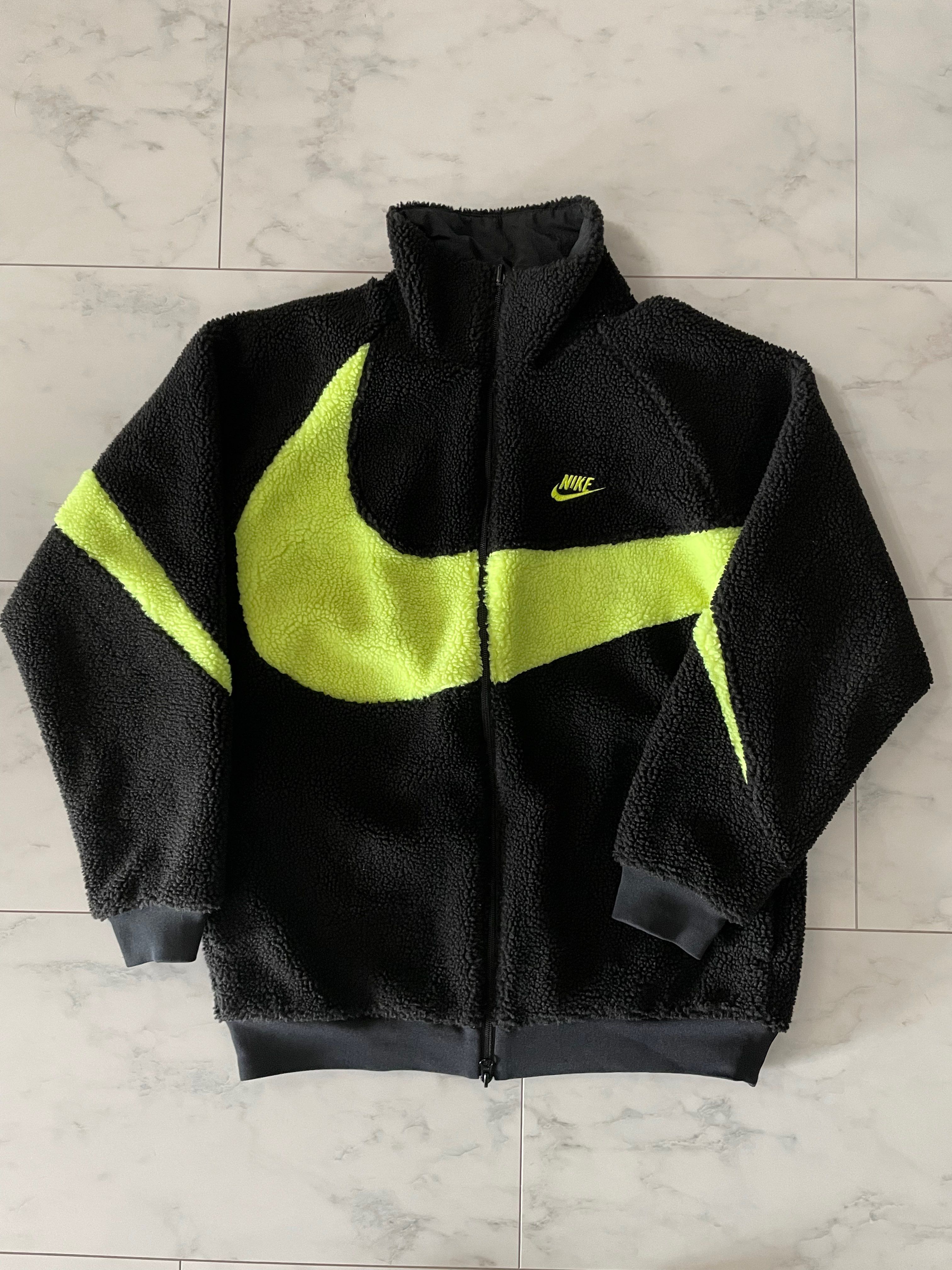 Nike Big Swoosh Reversible Boa Jacket"Black Neon"