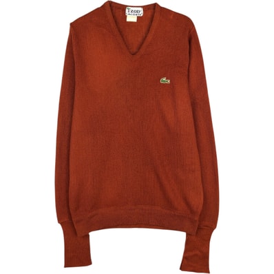 古着 70年代 ラコステ LACOSTE IZOD 無地 Vネック ニットセーター メンズS相当 ヴィンテージ/eaa627538