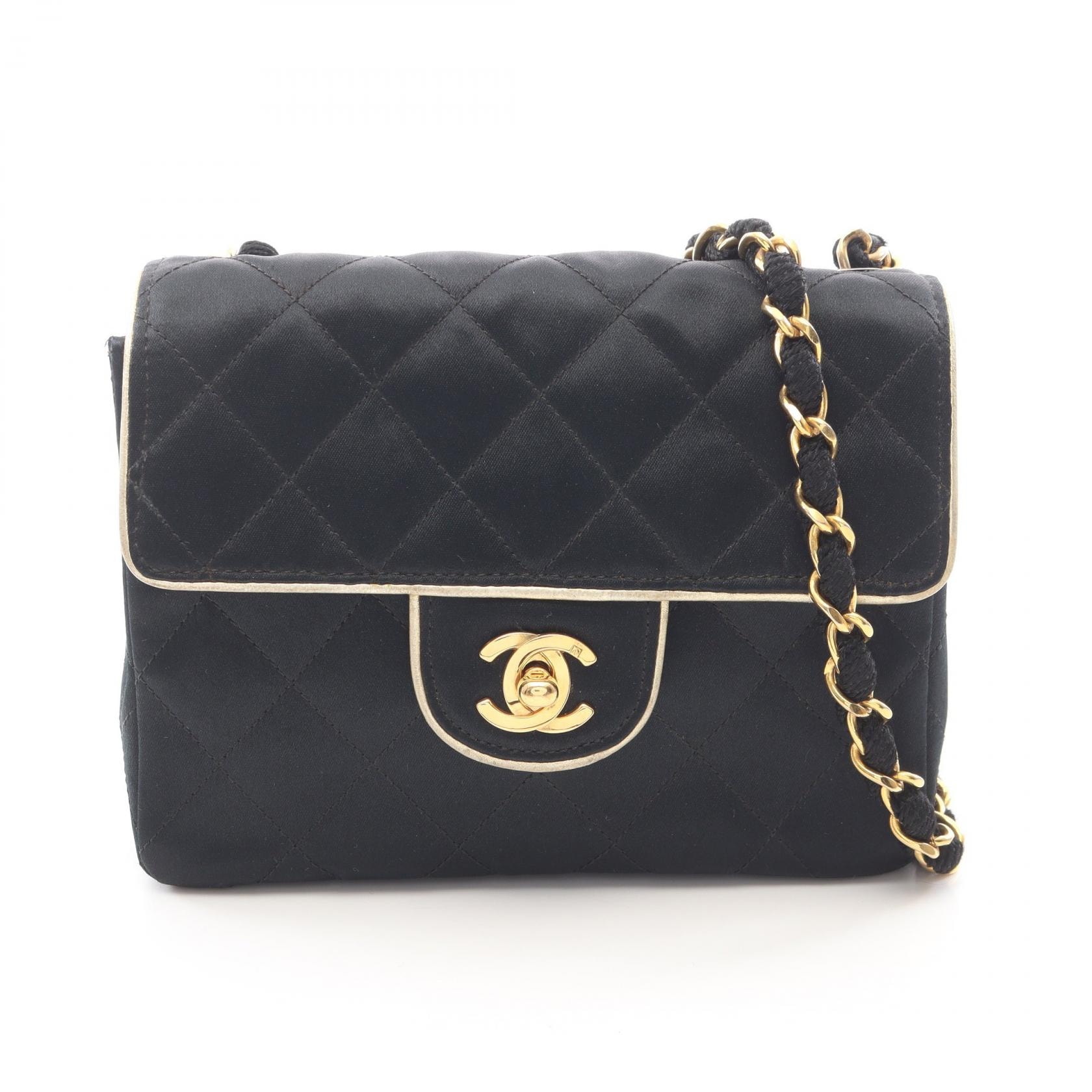シャネル CHANEL ミニマトラッセ ショルダーバッグ バッグ ファブリック レザー レディース ブラック系 / ゴールド系 【中古】