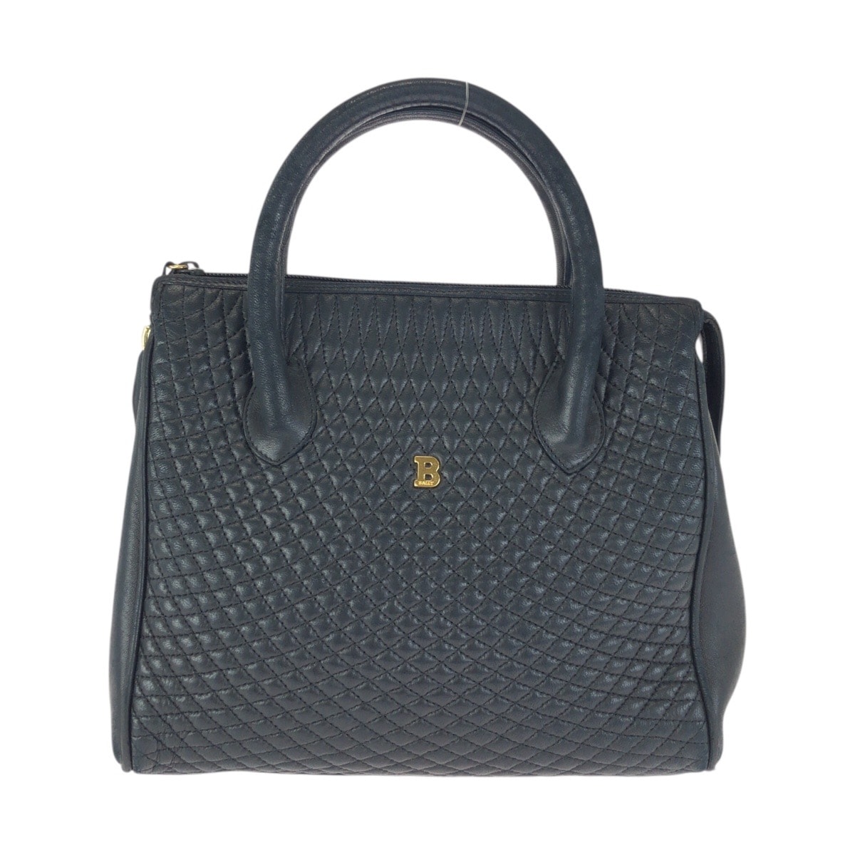 BALLY バリー ヴィンテージ キルティング ブラック 黒 ゴールド金具 レザー ハンドバッグ 601653 【中古】