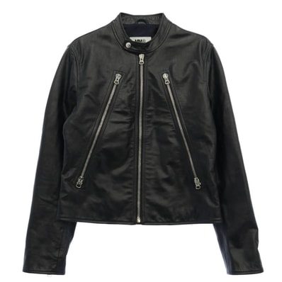 MAISON MARGIELA メゾンマルジェラ 20SS S52AM0146 MM6 エムエムシックス 八の字 ライダース シングル レザー ジャケット ダークネイビー系 42【中古】