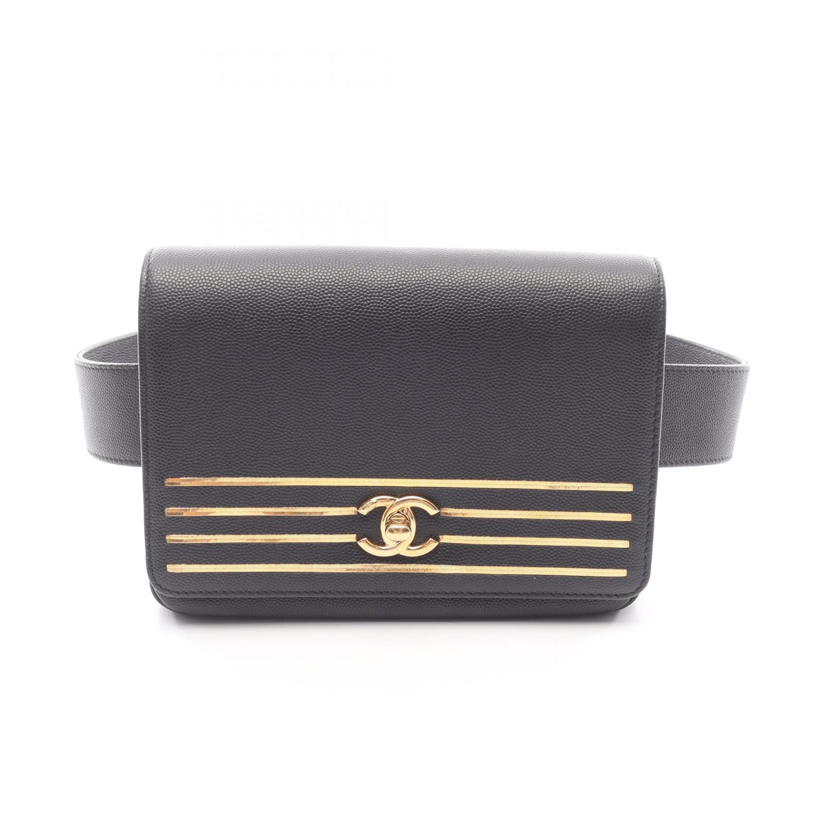 シャネル CHANEL ココマーク ウエストバッグ バッグ カーフ(牛革) レディース ブラック系 【中古】