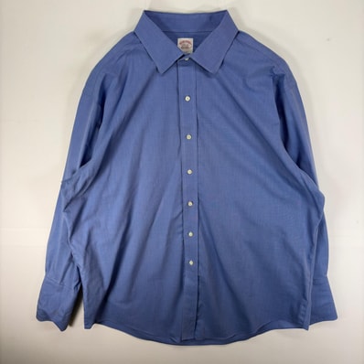 古着 ブルックスブラザーズ Brooks Brothers 長袖シャツ 1818 ボタン 大きいサイズ ロングスリーブ XL ブルー系 無地 メンズ