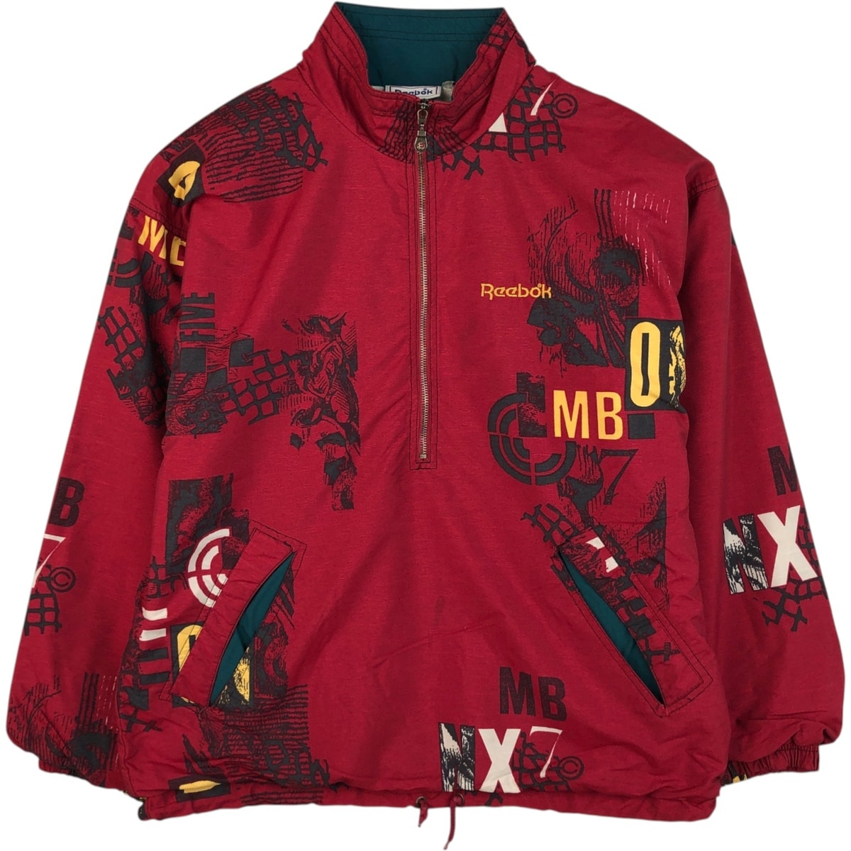 古着 リーボック Reebok ハーフジップ 総柄 ウォームアッププルオーバー メンズXL相当/eaa617891