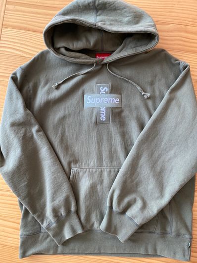 Supreme Cross Box Logo Hooded Sweatshirt "Light Olive"