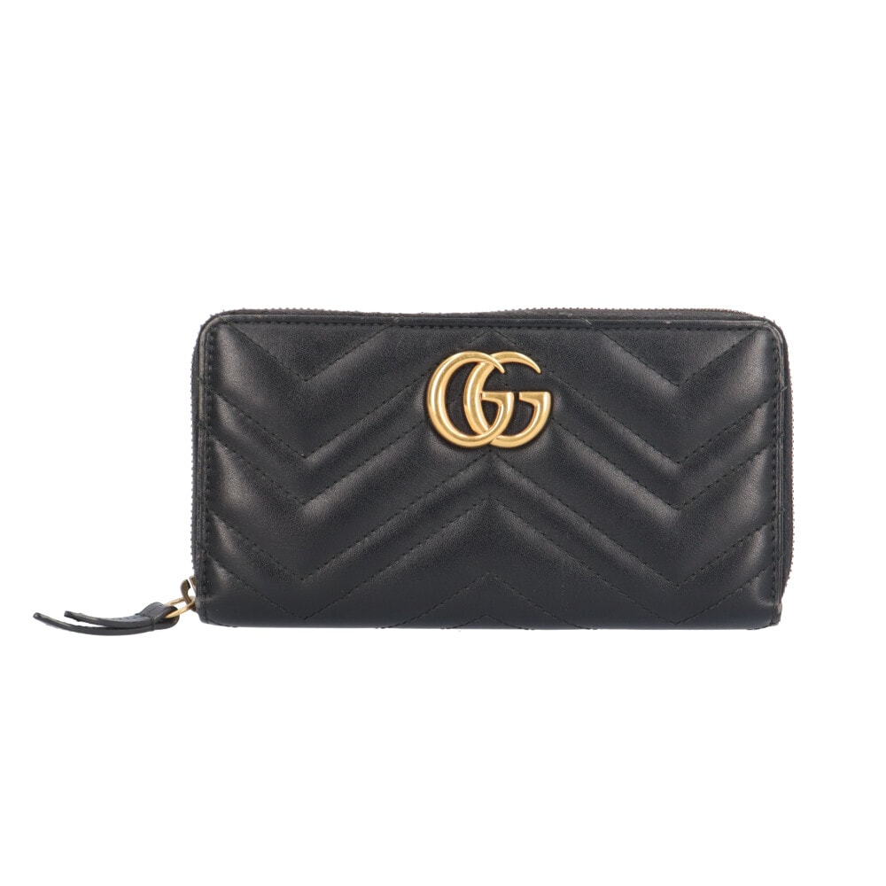 グッチ ジップアラウンドウォレット GGマーモント 長財布 レザー 443123 レディース GUCCI  中古