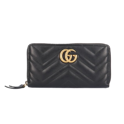 グッチ ジップアラウンドウォレット GGマーモント 長財布 レザー 443123 レディース GUCCI 中古