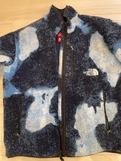 Supreme x The North Face Bleached Denim Print Fleece Jacket "Indigo"