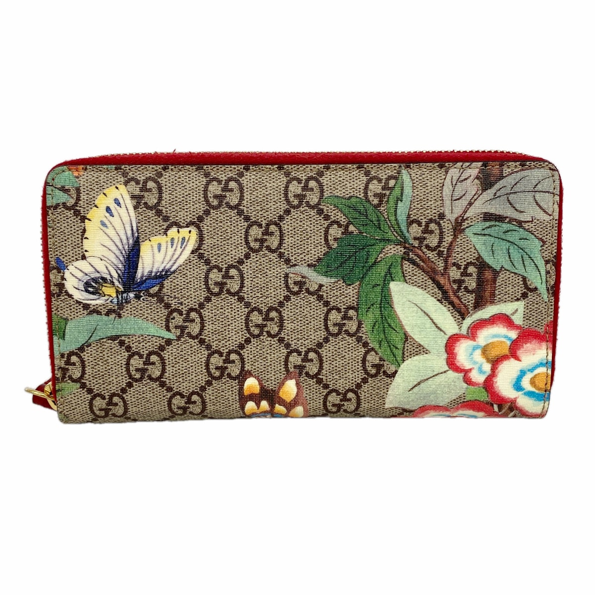 【6kb1007】グッチ 長財布 GGスプリーム 424893 PVC ブラウン マルチカラー ゴールド金具【中古】レディース