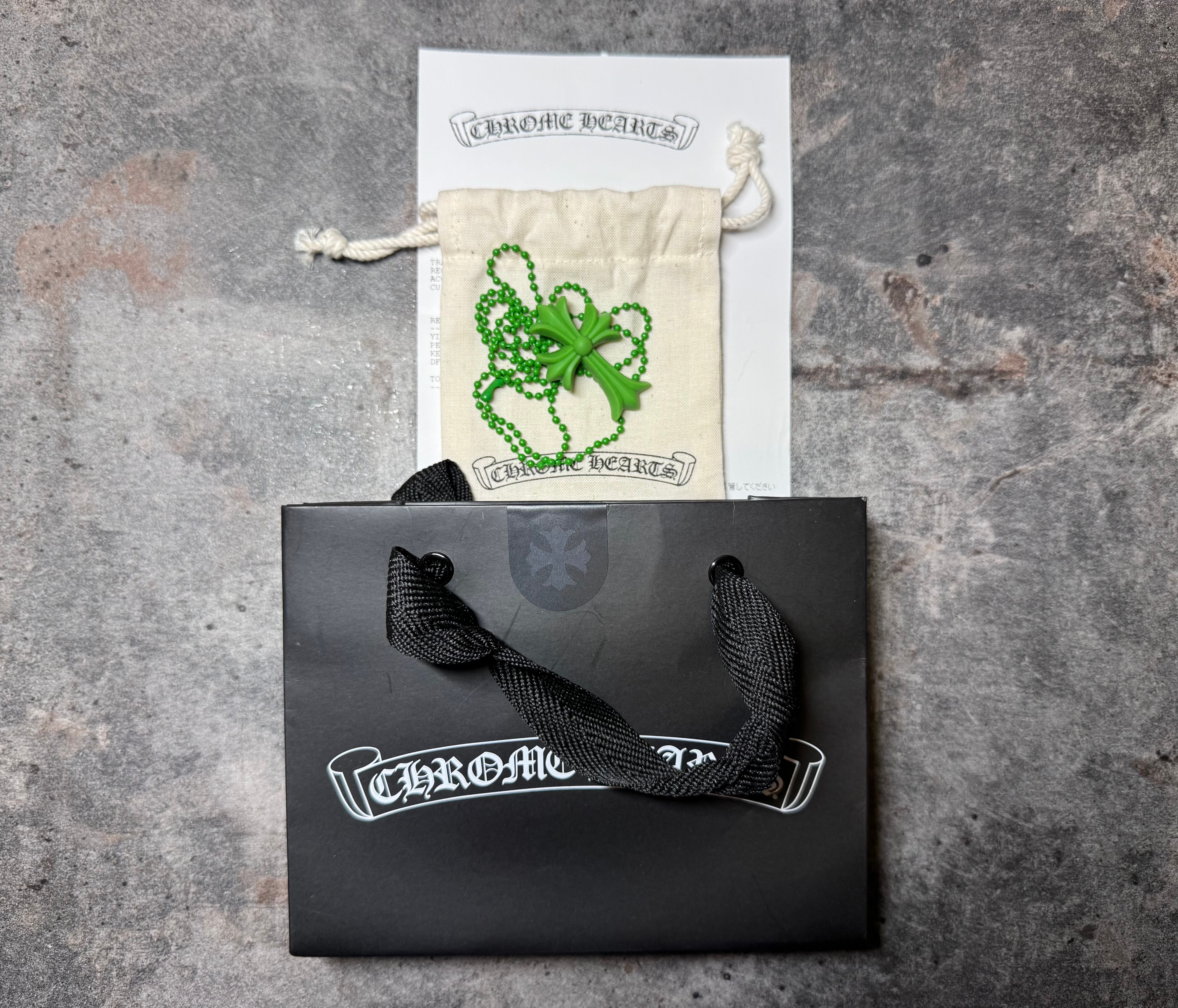 Chrome Hearts Rubber Small CH Cross Silicon Necklace "Green"