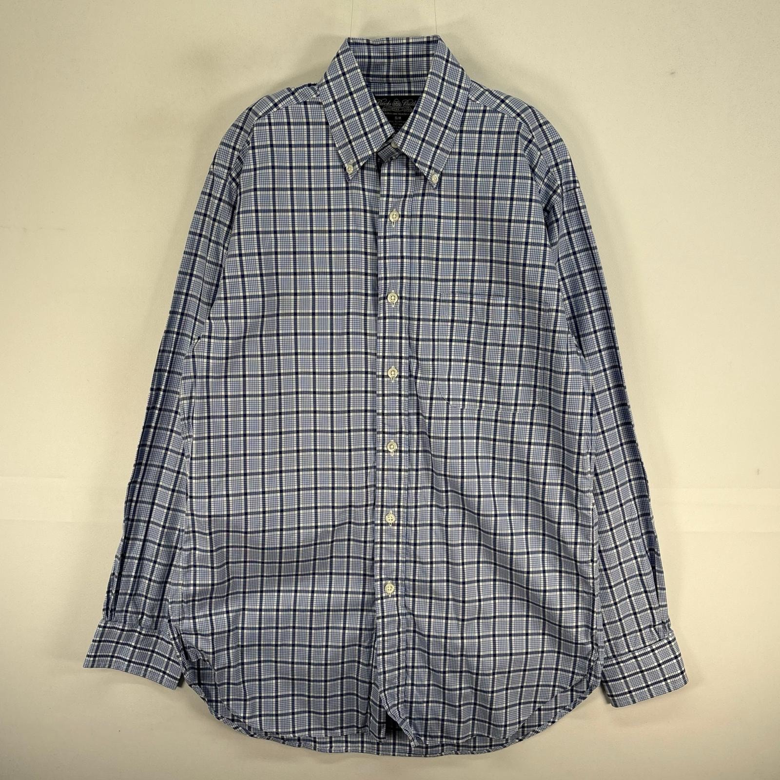 古着 ブルックスブラザーズ Brooks Brothers 長袖シャツ ボタンダウン チェック USA製 S  ブルー系 マルチカラー メンズ