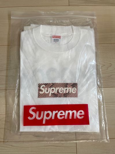 Supreme Snake Skin Box Logo Tee "White Pink"