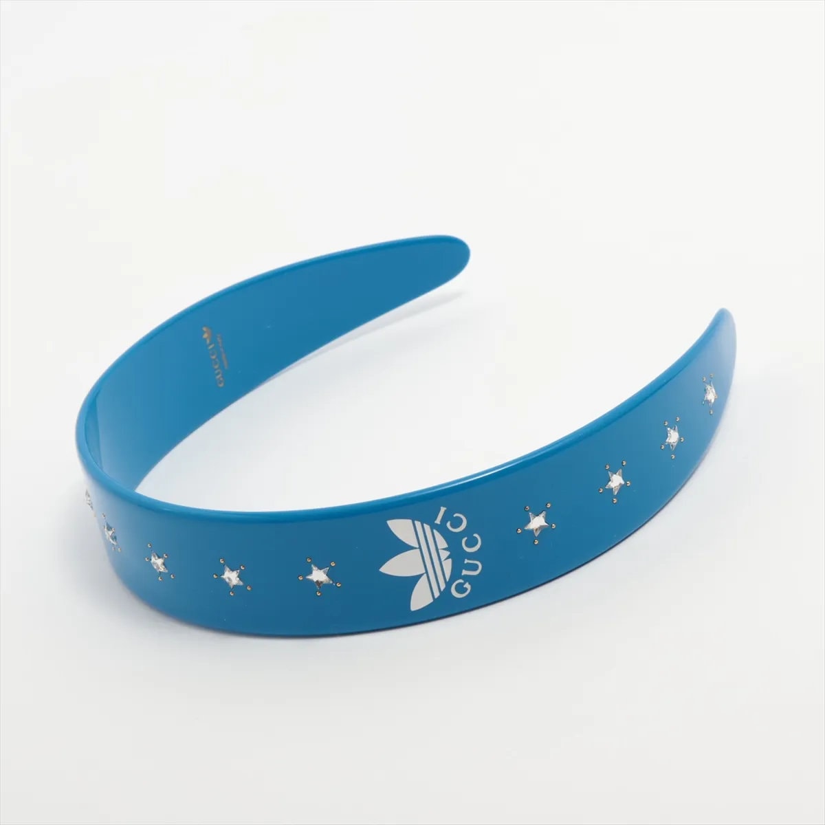 ■極美品 グッチ × アディダス ロゴ カチューシャ ブルー