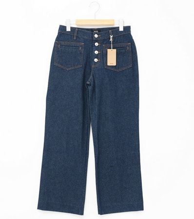 A.P.C. アーペーセー パンツ サイズ28 セミフレアパンツ コットン ボタンフライ インディゴ ブランド古着【中古】20240305/GP4433