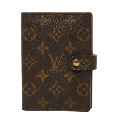 ルイ ヴィトン モノグラム アジェンダPM 手帳カバー R20005 ブラウン PVC レザー レディース LOUIS VUITTON 【中古】