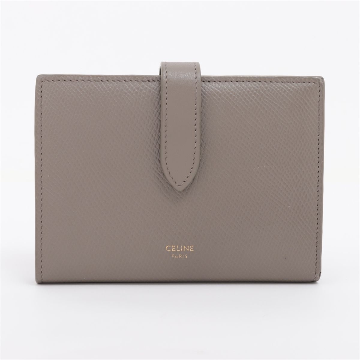 ■極美品 セリーヌ ラージストラップウォレット グレージュ二つ折り 財布