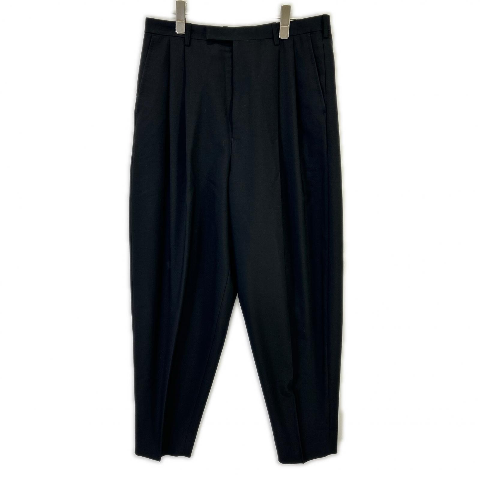 ラッドミュージシャン 18SS ブラック ウール 2タック テーパードワイドスラックスパンツ 42