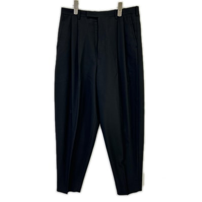 ラッドミュージシャン 18SS ブラック ウール 2タック テーパードワイドスラックスパンツ 42