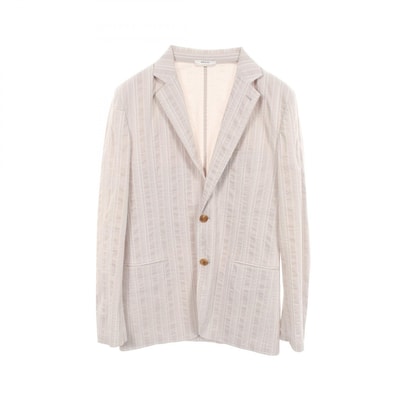エルメス HERMES シワ加工 ストライプ テーラードジャケット 衣料品 アウター コットン メンズ グレー系 【中古】