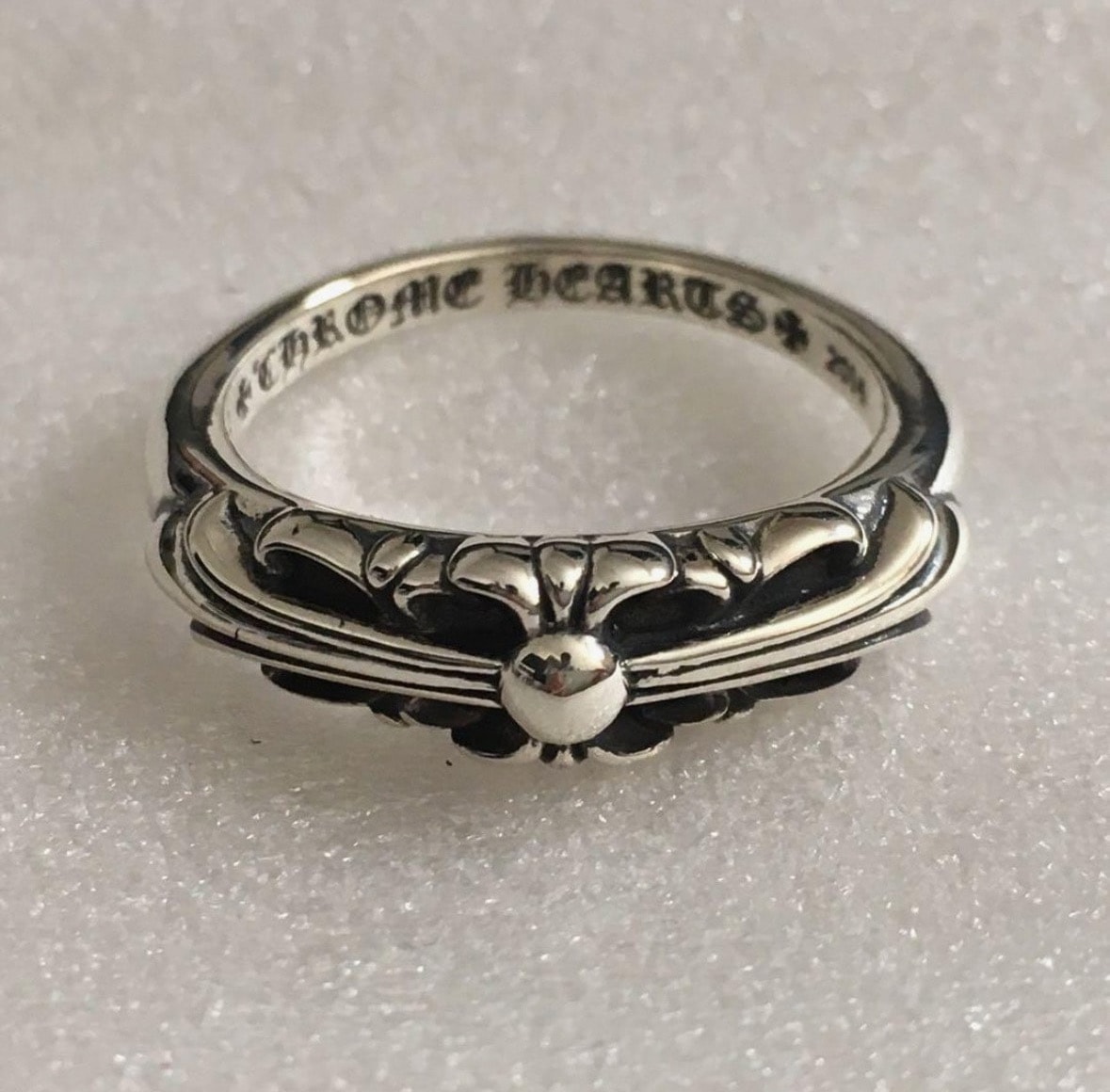 Chrome Hearts Baby Classic Ring w/ Floral Cross "Silver"
