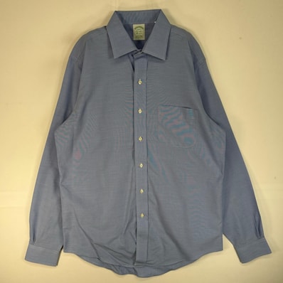 古着 ブルックスブラザーズ Brooks Brothers 長袖シャツ 胸ポケ CLASSIC L ブルー系 無地 メンズ