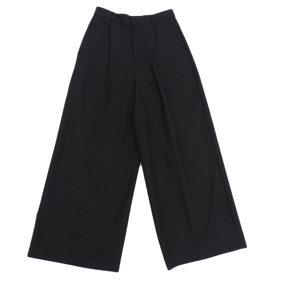 セリーヌ TAILLAT PANTS タック ウール ワイドスラックスパンツ ボトムス レディース ブラック 36 2P625778Q 24年 36
