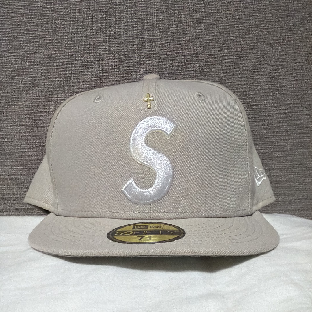 Supreme Gold Cross S Logo New Era "Stone"