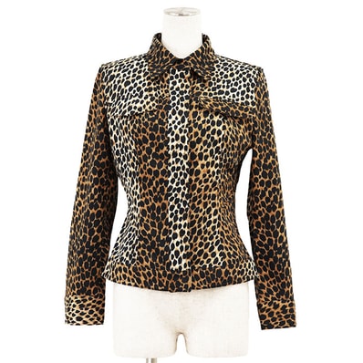 SALE【極美品】DOLCE&GABBANA ドルチェアンドガッバーナ トラッカージャケット デニム サイズ 38 レディース レオパード フライフロント ストレッチ アウター ベージュ イタリア製