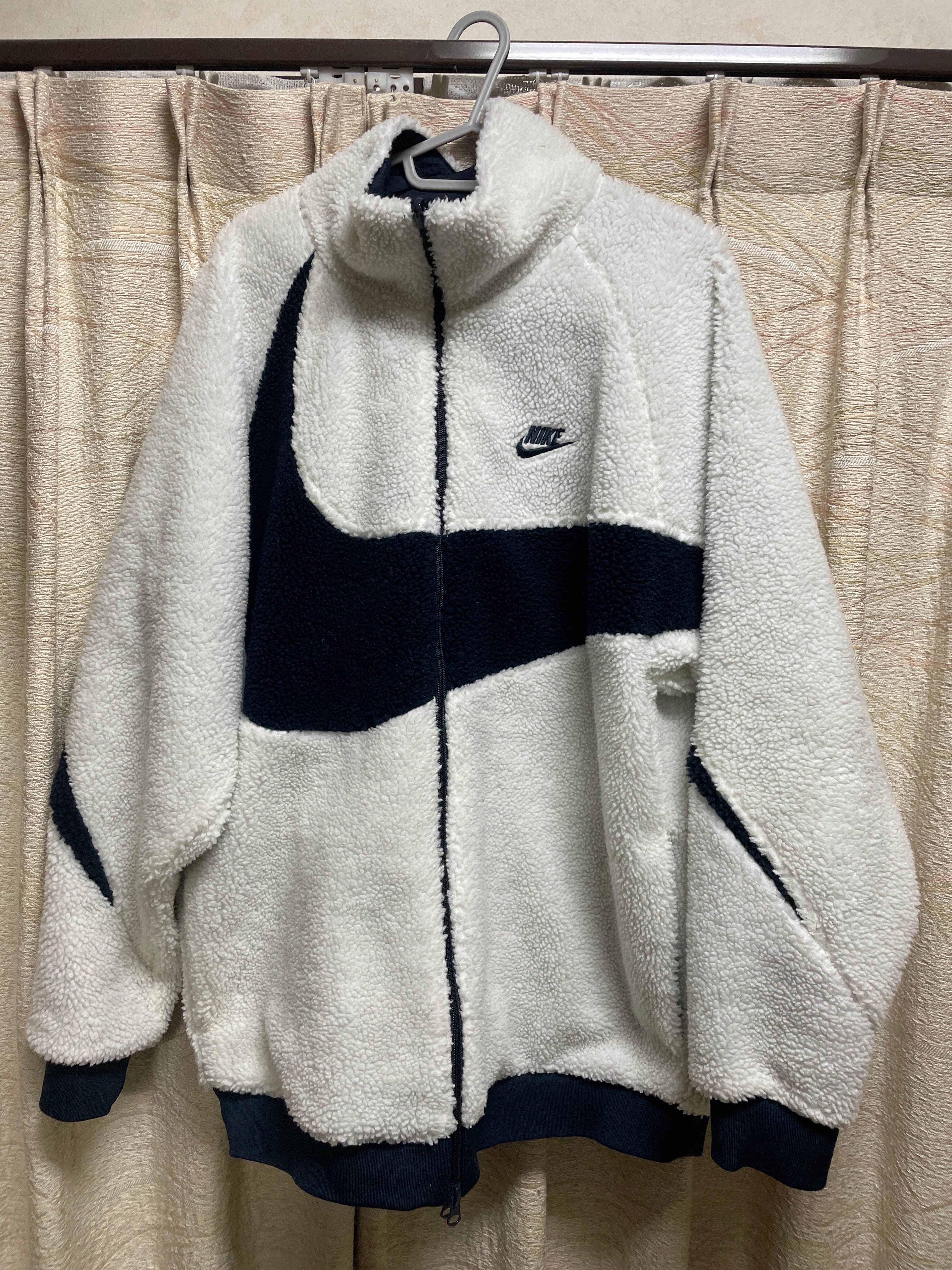 Nike Big Swoosh Reversible Boa Jacket "Sail/Dark Obsidian"