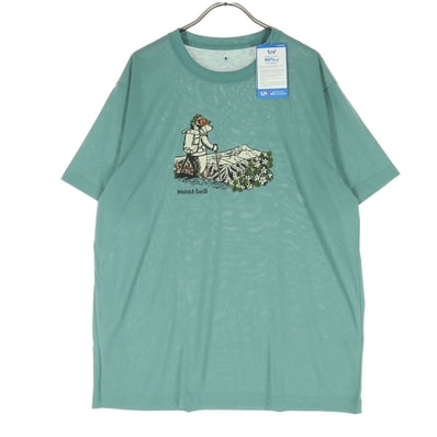 未使用 mont-bell モンベル プリント クマ 半袖 Tシャツ L ブルーグリーン