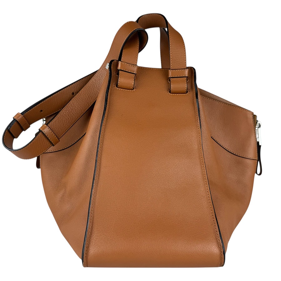 ロエベ LOEWE ハンドバッグ ショルダーバッグ ハンモック レザー ブラウン シルバー レディース【中古】 z9066