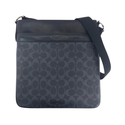 美品 COACH コーチ シグネチャー ゴッサム ネイビー PVC ショルダーバッグ ポシェット 506206 【中古】