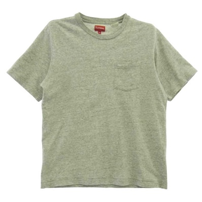 Supreme シュプリーム Tシャツ 22AW S/S Pocket Tee 刺繍ロゴ 半袖 ポケット Tシャツ グレー系 M【中古】