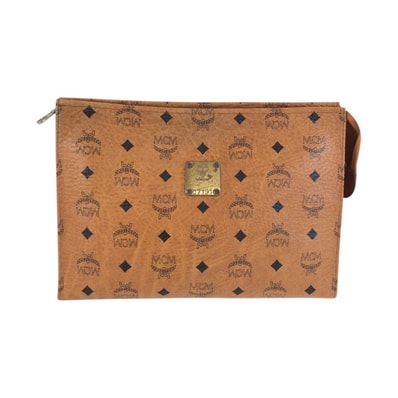 MCM エム シー エム ヴィセトス ブラウン ゴールド金具 レザー クラッチバッグ セカンドバッグ 603707 【中古】