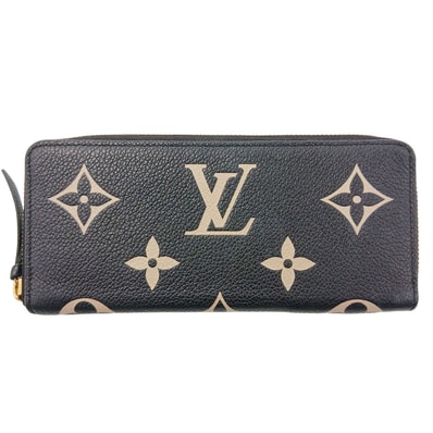 LOUIS VUITTON ルイ・ヴィトン ポルトフォイユ クレマンス 長財布 M82338 モノグラムアンプラント ブラック ベージュ レディース【中古】