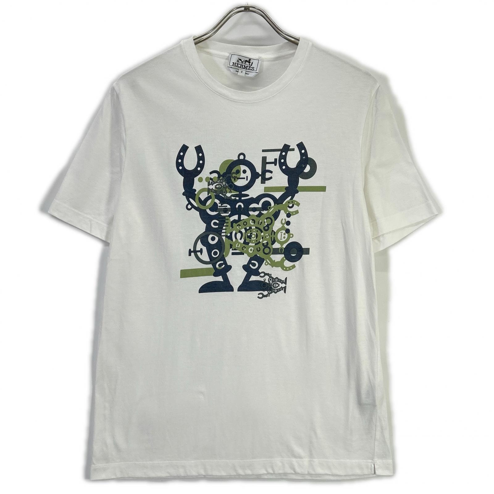 エルメス ホワイト ハローミスターファリエール プリント Tシャツ S