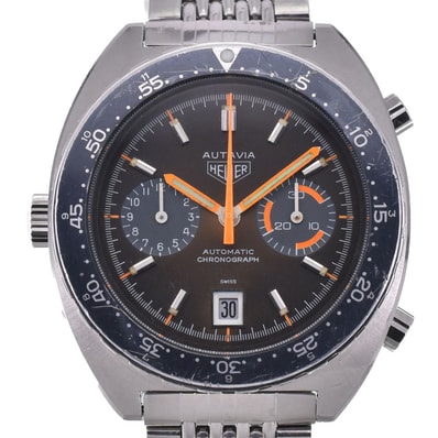 タグホイヤー TAG HEUER ヴィンテージ オータヴィア オレンジボーイ Cal.12 ブラック 自動巻き メンズ 良品 袋付き 腕時計 Z#144318