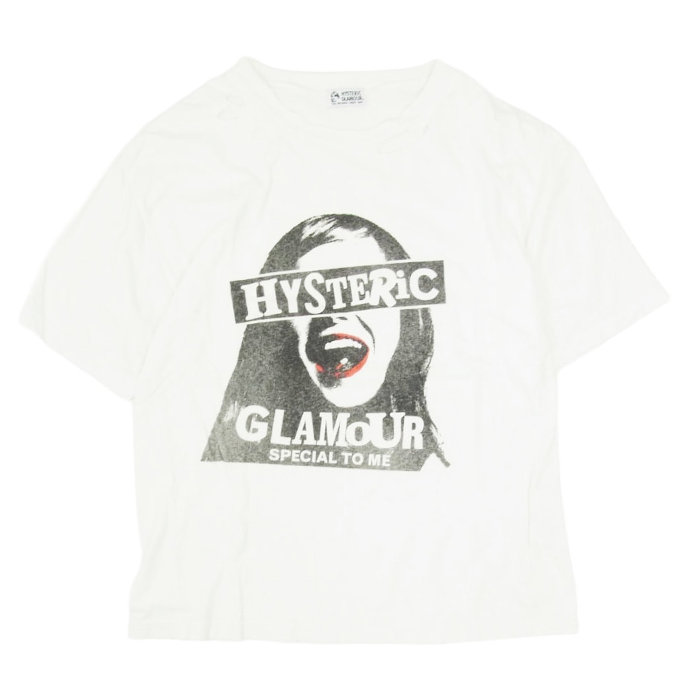 HYSTERIC GLAMOUR ヒステリックグラマー 21SS 01212CT09 SPECIAL TO ME クラッシュ加工 スペシャルトゥミ― 半袖 Tシャツ ホワイト系 FREE【中古】