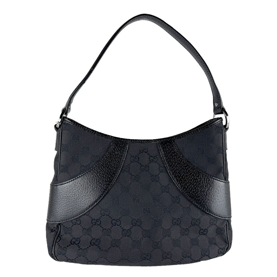 グッチ GUCCI ショルダーバッグ GGキャンバス/レザー ブラック レディース【中古】 z9265