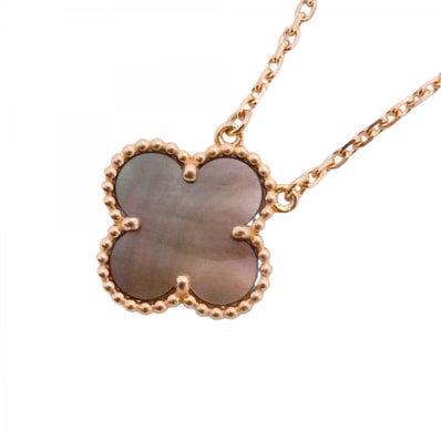 【6jdb0425】ヴァンクリーフ&アーペル ネックレス ヴィンテージ アルハンブラ K18PG ピンクゴールド グレーシェル【中古】レディース