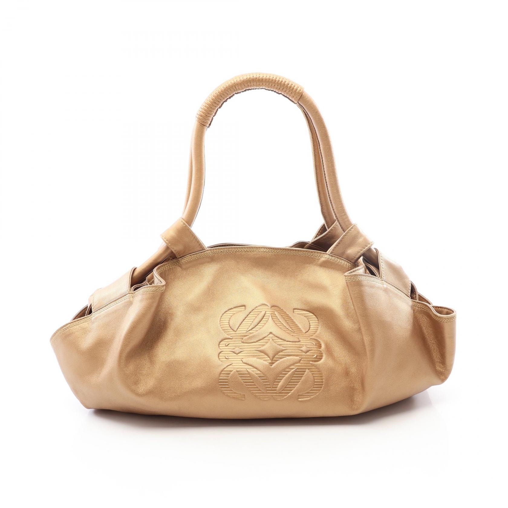 ロエベ LOEWE ナッパアイレ ハンドバッグ バッグ レザー レディース ゴールド系 【中古】