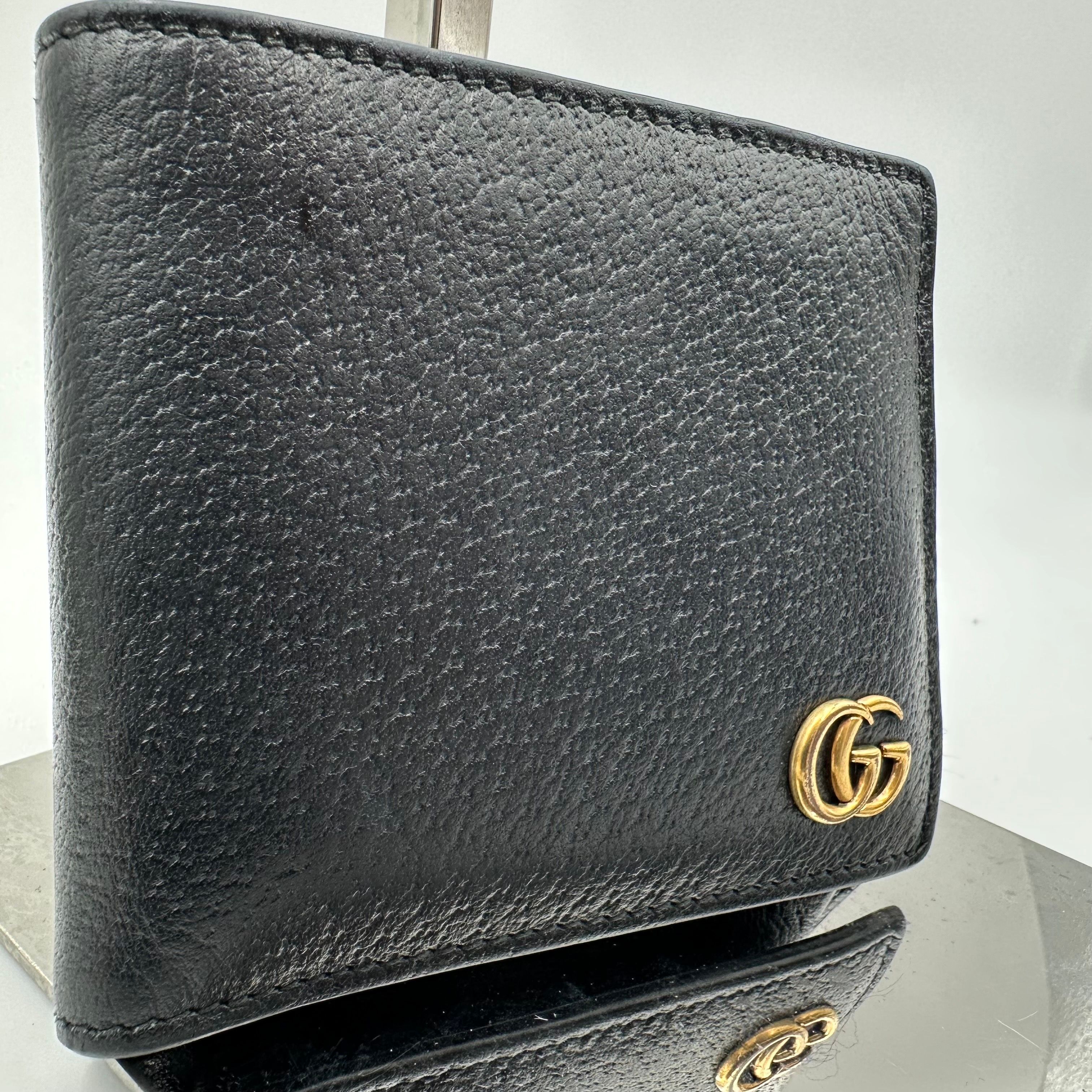GUCCI GG Marmont Leather Coin Wallet "Black"