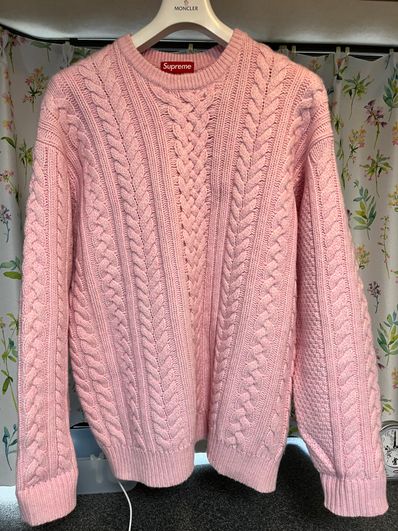 Supreme Applique Cable Knit Sweater "Pink"