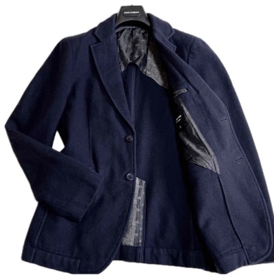 美品 コムデギャルソン オム ウール 紺ブレ ペイズリー テーラードジャケット