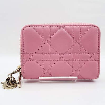 Christian Dior(クリスチャンディオール)レディ ディオール スモール ジップコインケース ヴォヤジュール ラウンドファスナー財布 ピンク ラムスキン ゴールドトーン金具