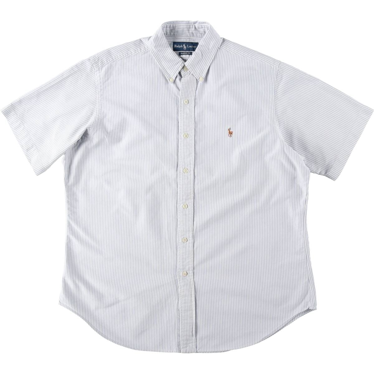 古着 ラルフローレン Ralph Lauren CLASSIC FIT 半袖 ボタンダウン ストライプシャツ メンズL相当/eaa644823